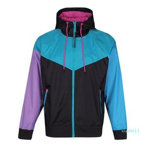 Fashion-2019 Designer Mens Jackets Sportmerk Windscheper Patchwork Coats Print Zipper Hoodies Running Out-Weer Wholesale S-2XL NE6219