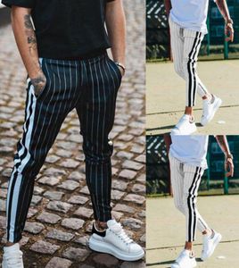 Moda 2019 Hombres Casual Raya Pantalones largos Slim Fit Chándal Deporte Gimnasio Flaco Raya Joggers Pantalones deportivos Pantalones 9147011