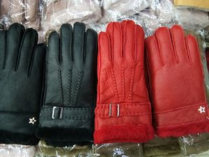 Mode-2019 NIEUWE 8-12 jaar oude kinderen winterbont Een handschoen echte wol warme handschoenen wijst op lederen handschoenen