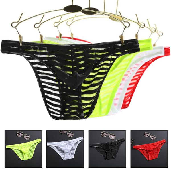 Mode-2019 nouveau sexy été transparent Bikini maillots de bain hommes Bikini slips pénis soie glace sous-vêtements hommes sous-vêtements slips