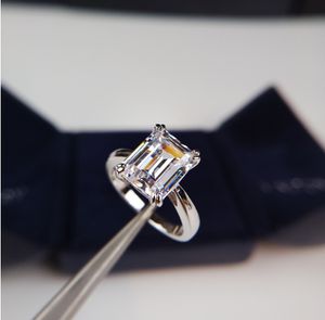 Fashion-2020 vroege lente serie enkele diamanten ring S925 verzilverd 18K goud emerald cut damesmode-sieraden