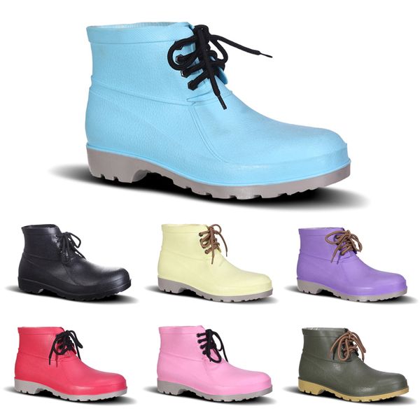 Mode 2020 Hommes Bottes de pluie Faible assurance du travail Mineur Chaussures Conception sans marque Embout en acier Noir Jaune Rose Rouge Violet Vert foncé 38-44