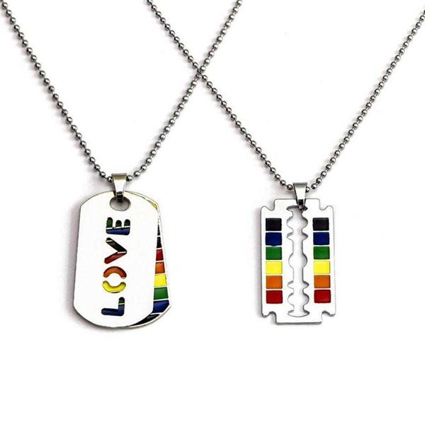 Mode 2020 en acier inoxydable Gay Pride Love Rainbow Colliers Pendentifs Lesbiens Colliers ras du cou perlés pour femmes hommes Jewellery2718