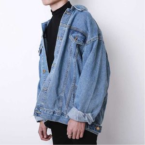 Moda 2021 otoño e invierno nueva chaqueta vaquera holgada coreana de gran tamaño para hombre abrigo retro denim hombres mujeres ropa X0621