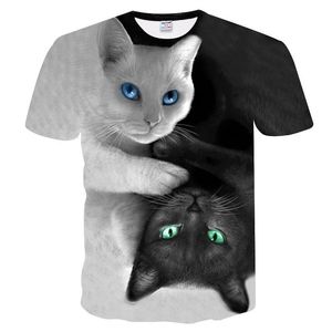 T-shirts Mode 2021 Cool T-shirt Mannen / Dames 3D T-shirt Print Twee Kat Korte Mouw Zomer Tops Tees T-shirt Male M-5XL