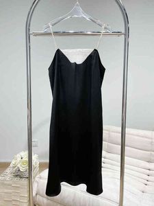 Casual jurken P Home lente en zomer halslijn zwarte kanten driehoek letter splicing contrast jurk vrouwen