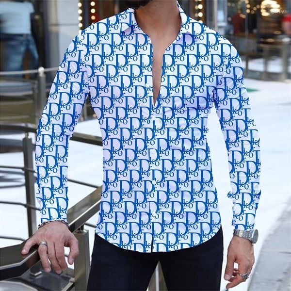 Polo à manches longues et boutons sur les quatre côtés pour homme, chemise décontractée avec lettres imprimées, à la mode, 2023, 2024S