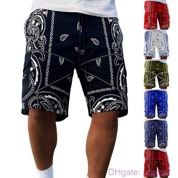 Moda 2023 pantalones cortos de flor de anacardo para hombre sueltos High Street Multi bolsillo Casual ropa de trabajo recta corta