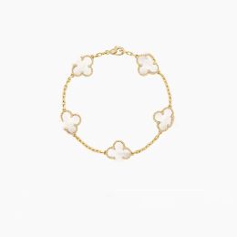 Fashion 2024 Bracelets de charme Shamrock de luxe, conçu pour les filles, 18 carats d'or, argent, noir, blanc, rouge, bracelets de marque verts, bijoux de fête de mariage