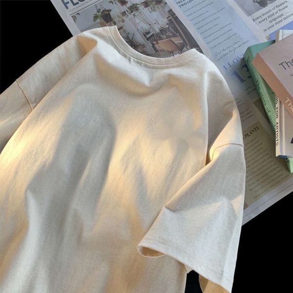 Moda 2024 neew, camisa de manga corta de verano para hombres, parte inferior de algodón puro, camiseta versátil de media manga a la moda, informal americano