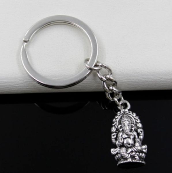 Mode 20 pcs/lot porte-clés porte-clés bijoux argent plaqué Religion thaïlande Ganesha bouddha breloques