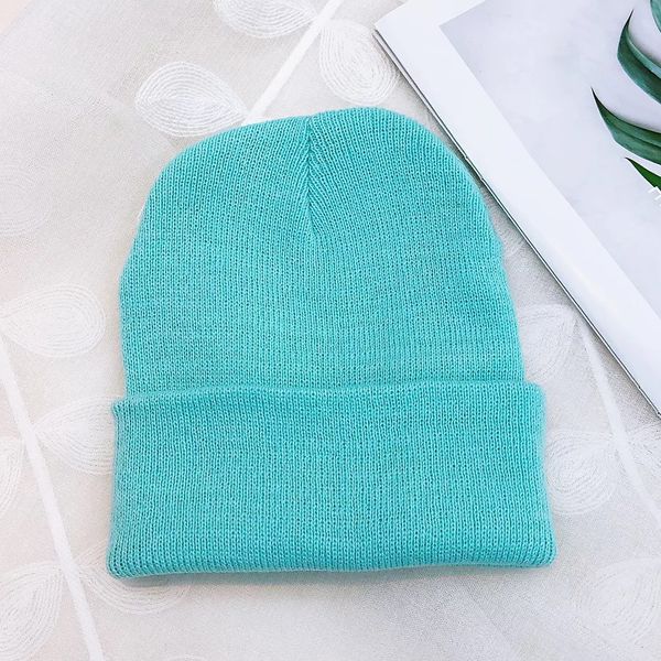 Mode-22 bonbons couleurs tricot chapeau pour enfants bébé hiver mode bonnet couleurs unies enfants laine casquette garder au chaud en gros
