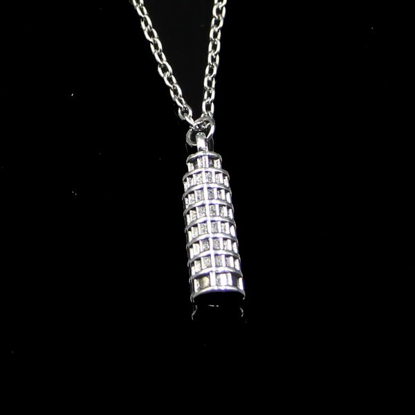Mode 25*7mm tour penchée de pise italie pendentif collier lien chaîne pour femme collier ras du cou bijoux créatifs cadeau de fête