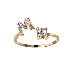 Mode 26 eerste letter ring zilveren kleur persoonlijkheid vinger ringen vrouwen eenvoudige elegante sieraden vriendschap geschenk groothandel 220719