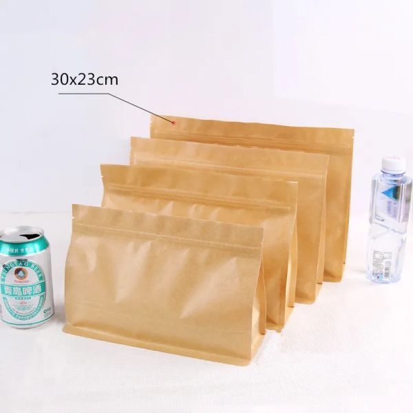 Mode 26x19x8 cm support de grande capacité papier kraft emballage alimentaire pochette à fermeture éclair cadeau bonbons cuisson collations biscuit thé paquet stockage sacs thermoscellés