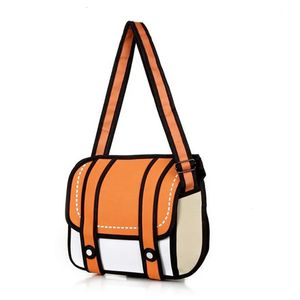 Mode 2D sacs nouveauté retour au sac d'école 3D dessin dessin animé papier bande dessinée sac à main femmes sac à bandoulière 6 couleurs cadeau 240102