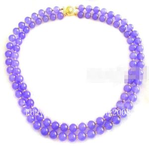 Fashion 2rows 10 mm Natural Lavender Gemstone Beads Round Carnes 18Quot19Quot545477777777