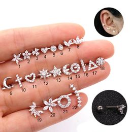 Mode 316 Rvs Mini Zirkoon Kraakbeen Piercing Stud Oorbel Voor Vrouwen Helix Tragus Piercing vrouwen Lichaam Sieraden groothandel Y23320