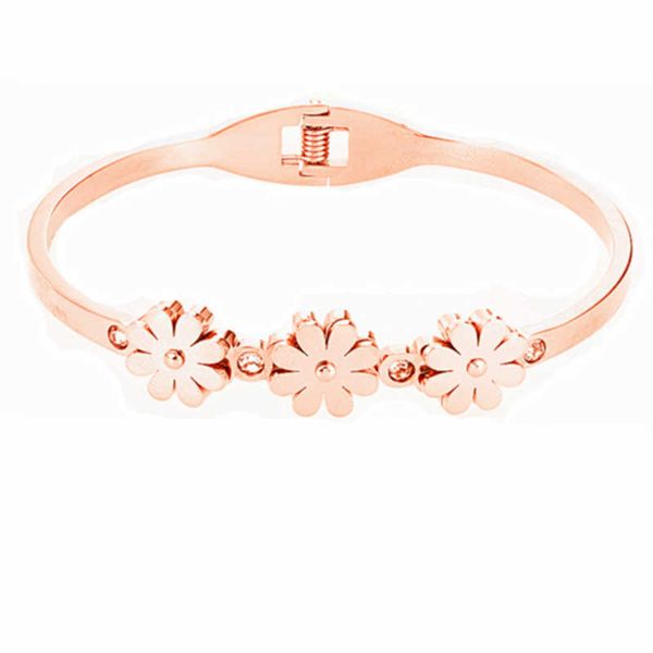 Brazalete de primavera de oro rosa de acero inoxidable 316 a la moda, pulseras de flores, joyería sin níquel para mujer, regalo Q0717