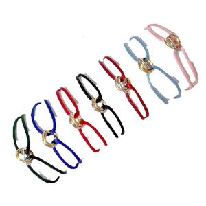 Mode 316L en acier inoxydable Trinity Ring String Bracelet trois anneaux dragonne Couple Bracelets pour femmes et hommes mode bijoux marque célèbre
