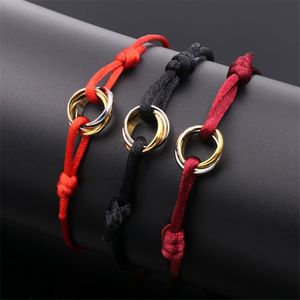 Mode 316L en acier inoxydable Trinity anneau chaîne Bracelet trois anneaux dragonne couple bracelets pour femmes et hommes bijoux de mode