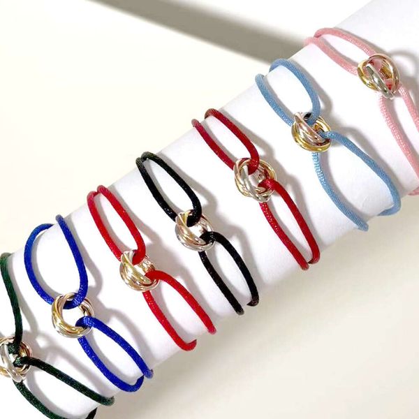 Mode 316l en acier inoxydable Trinity Ring String Bracelet trois anneaux Bracelettes de couple à main