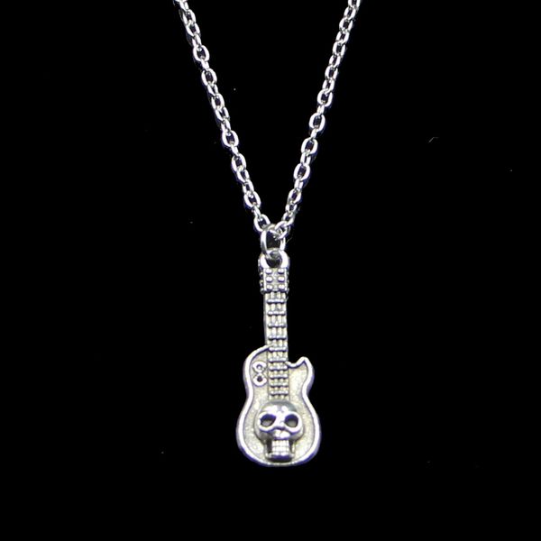 Mode 32*11mm guitare crâne pendentif collier lien chaîne pour femme collier ras du cou bijoux créatifs cadeau de fête