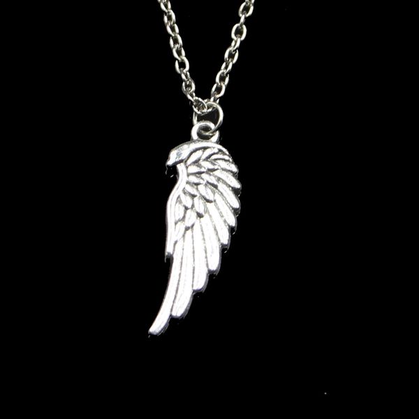 Collier pendentif ailes d'ange Double face 33x12mm, chaîne à maillons pour femme, ras du cou, bijoux créatifs, cadeau de fête