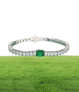 Mode 35mm Gemaakt Emerald High Carbon Diamond Tennis Armband voor Vrouwen 925 Sterling Zilveren Bruiloft Ketting Armbanden 1518cm4745914