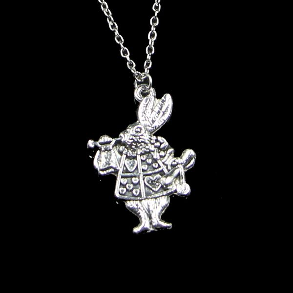 Collier pendentif trompette lapin Musical 36x23mm, chaîne à maillons pour femme, ras du cou, bijoux créatifs, cadeau de fête