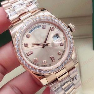 Mode 36mm Rose Or Hommes Automatique Diamant Mécanique Bracelet Designer Femmes Dames Hommes Montre Diamant Montres Montres-bracelets 202790