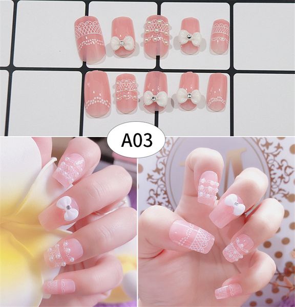 Mode 3D faux ongles faux ongles en plastique Nail Art conseils couverture complète faux français ongles art conseils mariée doigt beauté