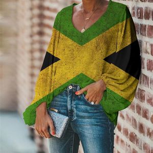 Mode 3D Jamaica Vlag Design Dames Blouse Casual Losse Dames Shirt Plus Size Meisjes Lange Mouwen Tops 2021 Vetement Femme Blouses Shirt