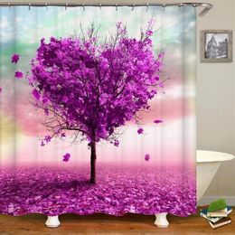 Rideaux de douche arbre d'amour 3d à la mode, plantes colorées, rideau de salle de bain, feuilles de fleurs, paysage, bain étanche avec crochets 309G