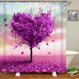 Rideaux de douche arbre d'amour 3d à la mode, plantes colorées, rideau de salle de bain, feuilles de fleurs, paysage, bain étanche avec crochets 229o
