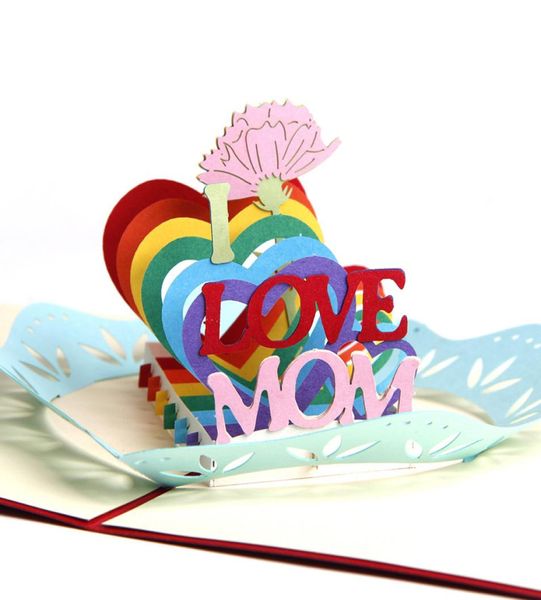 Tarjetas de felicitación emergentes 3D de moda con sobre Tarjeta del día de la madre Amo a mamá Cumpleaños hecho a mano Día de Acción de Gracias Gift6234524