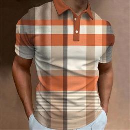Mode 3D Stripe Print Polo T-shirt pour hommes Hip Hop Tendance Harajuku Streetwear Casual Revers Chemise à manches courtes T-shirt surdimensionné 240304