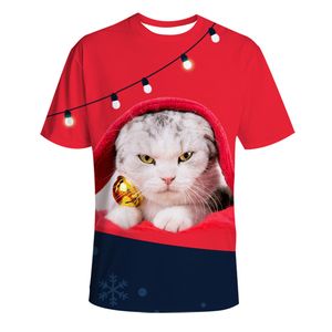 Camisetas de moda en 3D con estampado de gato Chismtas, camiseta para hombre y mujer, camisetas de manga corta de Anime, camisetas con cuello redondo, camiseta de dibujos animados 130