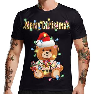 Mode 3D T-shirts Print Kerstmis Heren Dames Tshirt Anime Korte Mouw Tees O-hals Tops Cartoon T-shirt 531 Kerstmis Gift Zwart