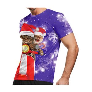 Mode 3D T-shirts Print Kerst Mannen Womens T-shirt Anime Korte Mouw Tees O-hals Tops Cartoon T-shirt 525 Kerstmis Gift Zwart