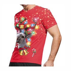 Mode 3D T-shirts Print Kerstmis Heren Womens T-shirt Anime Korte Mouw Tees O-hals Tops Cartoon T-shirt 533 Xmas Gift Rood