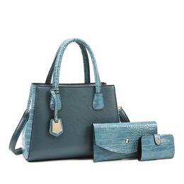 mode 3pc ensemble femmes designer sac à main crocodile PU sacs fourre-tout en cuir avec porte-cartes portefeuille grande capacité fourre-tout de luxe dames poignée bandoulière sac à bandoulière