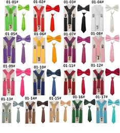 Mode 3 PCS École Garçons filles Enfants Enfants Bretelles élastiques pour chemise suspensorio Cravate Bowties papillon Cravate Ensemble TR0001 T2256281