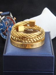 Fashion 3pcSset Bangel Bracelet pour hommes Bijoux en acier inoxydable en or et en argent pour hommes Party Gift4916668