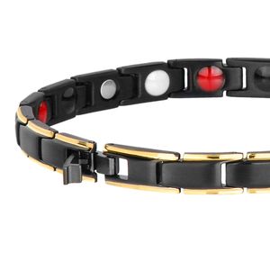 Mode- 4 in 1 Magnetische Nieuwe Mode Liefhebbers 'Sieraden Zwart Gouden titanium stalen armband voor vrouwen en mannen Never Fade top-kwaliteit S915