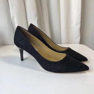 Mode 40 chaussures à talons paillettes noir/argent/gris/or peau de veau cuir véritable 6.5 cm sexy pointu classique brillant