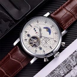 Модные швейцарские часы 42 мм PH33, кожаные часы с турбийоном, автоматические мужские наручные часы, механические стальные часы, Relogio Masculino Clock254c