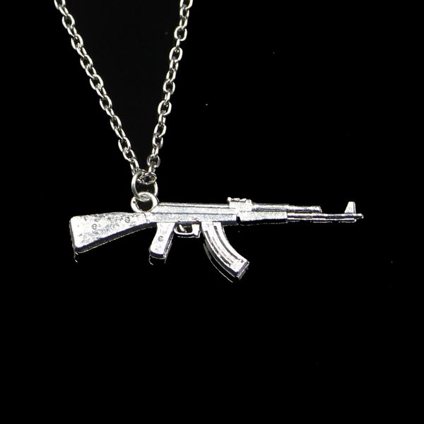 Mode 44*15mm mitrailleuse fusil d'assaut Ak-47 pendentif collier lien chaîne pour femme collier ras du cou bijoux créatifs cadeau de fête