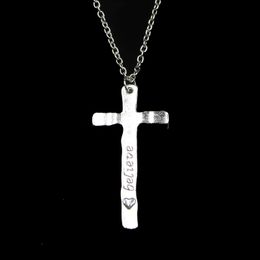 Mode 47 * 23mm Cross Faith Geloof Hanger Ketting Link Ketting voor Vrouwelijke Choker Ketting Creatieve Sieraden Party Gift
