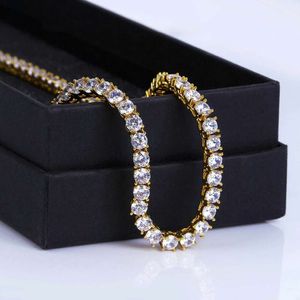 2020-4mm colliers de chaîne de tennis en diamant pour hommes de luxe 16 pouces 18 pouces 20 pouces 24 pouces collier 18 carats plaqué or cuivre zircon bijoux